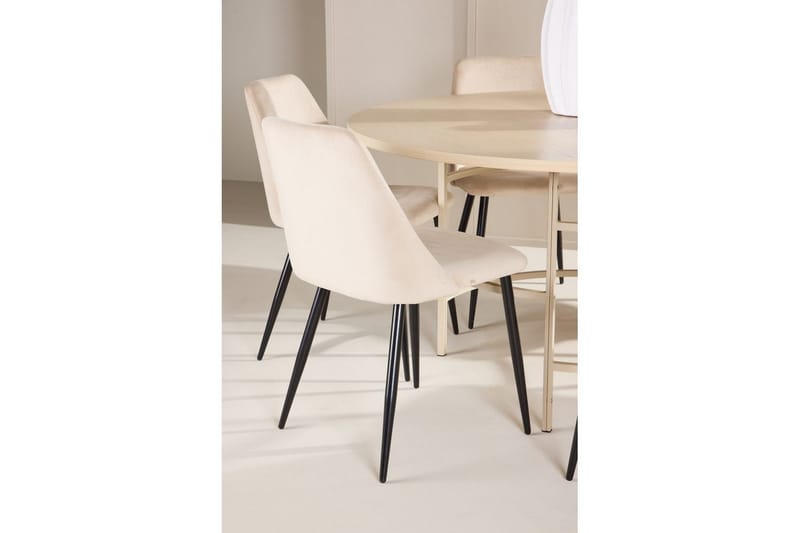 Matgrupp Copenhagen Runt 140 cm med 6st Night Stolar Vit / Beige - Vit / Beige - Möbler - Matplats - Matgrupp & matbord med stolar