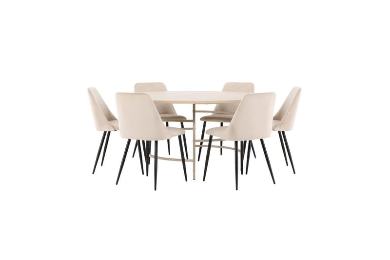 Matgrupp Copenhagen Runt 140 cm med 6st Night Stolar Vit / Beige - Vit / Beige - Möbler - Matplats - Matgrupp & matbord med stolar