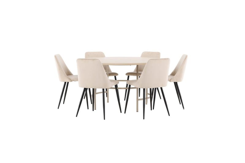 Matgrupp Copenhagen Runt 140 cm med 6st Night Stolar Vit / Beige - Vit / Beige - Möbler - Matplats - Matgrupp & matbord med stolar