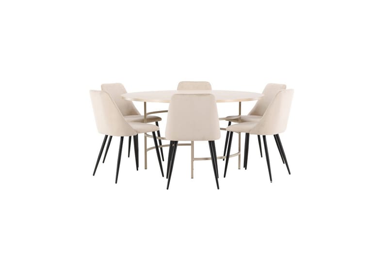 Matgrupp Copenhagen Runt 140 cm med 6st Night Stolar Vit / Beige - Vit / Beige - Möbler - Matplats - Matgrupp & matbord med stolar