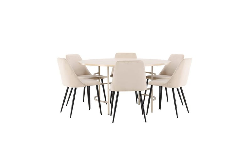 Matgrupp Copenhagen Runt 140 cm med 6st Night Stolar Vit / Beige - Vit / Beige - Möbler - Matplats - Matgrupp & matbord med stolar
