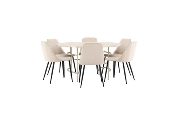 Matgrupp Copenhagen Runt 140 cm med 6st Night Stolar Vit / Beige - Vit / Beige - Möbler - Matplats - Matgrupp & matbord med stolar