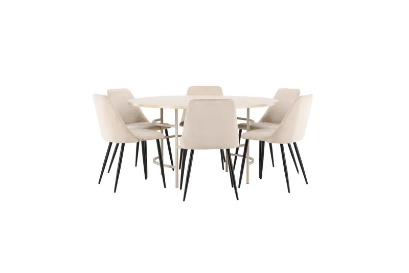 Matgrupp Copenhagen Runt 140 cm med 6st Night Stolar Vit / Beige - Vit / Beige - Möbler - Matplats - Matgrupp & matbord med stolar