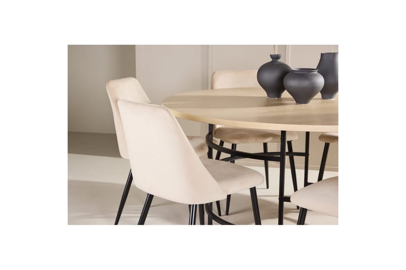 Matgrupp Copenhagen Runt 140 cm med 6st Night Stolar Vit / Svart - Vit / Svart - Möbler - Matplats - Matgrupp & matbord med stolar
