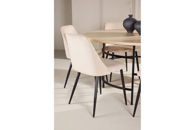 Matgrupp Copenhagen Runt 140 cm med 6st Night Stolar Vit / Svart - Vit / Svart - Möbler - Matplats - Matgrupp & matbord med stolar