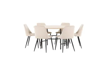Matgrupp Copenhagen Runt 140 cm med 6st Night Stolar Vit / Svart - Vit / Svart - Möbler - Matplats - Matgrupp & matbord med stolar