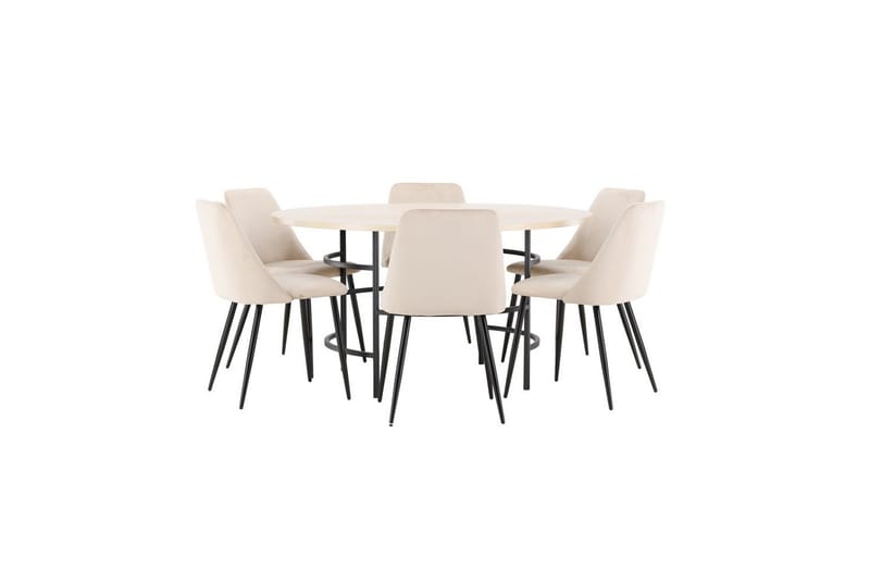 Matgrupp Copenhagen Runt 140 cm med 6st Night Stolar Vit / Svart - Vit / Svart - Möbler - Matplats - Matgrupp & matbord med stolar