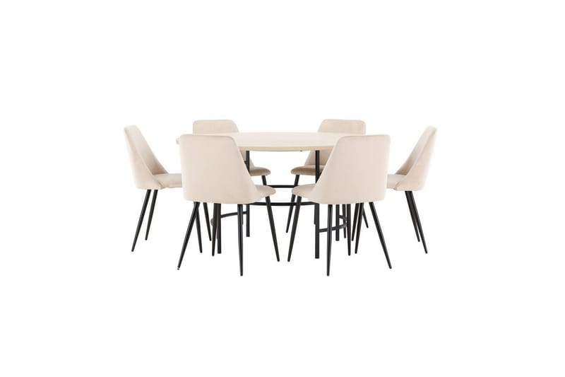 Matgrupp Copenhagen Runt 140 cm med 6st Night Stolar Vit / Svart - Vit / Svart - Möbler - Matplats - Matgrupp & matbord med stolar