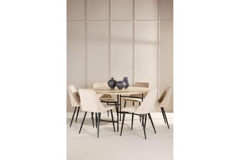 Matgrupp Copenhagen Runt 140 cm med 6st Night Stolar Vit / Svart - Vit / Svart - Möbler - Matplats - Matgrupp & matbord med stolar