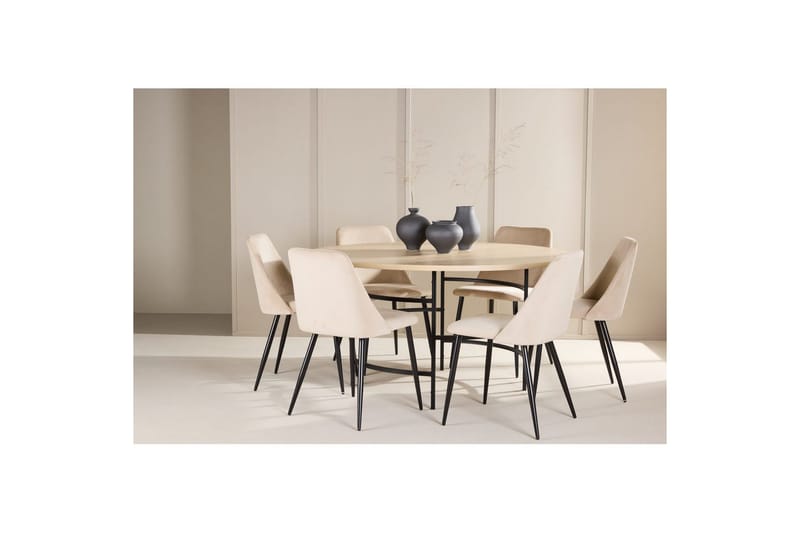 Matgrupp Copenhagen Runt 140 cm med 6st Night Stolar Vit / Svart - Vit / Svart - Möbler - Matplats - Matgrupp & matbord med stolar