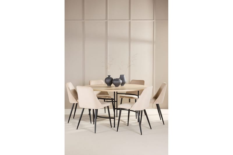 Matgrupp Copenhagen Runt 140 cm med 6st Night Stolar Vit / Svart - Vit / Svart - Möbler - Matplats - Matgrupp & matbord med stolar