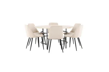 Matgrupp Copenhagen Runt 140 cm med 6st Night Stolar Vit / Svart - Vit / Svart - Möbler - Matplats - Matgrupp & matbord med stolar