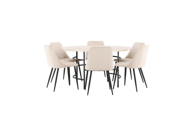 Matgrupp Copenhagen Runt 140 cm med 6st Night Stolar Vit / Svart - Vit / Svart - Möbler - Matplats - Matgrupp & matbord med stolar