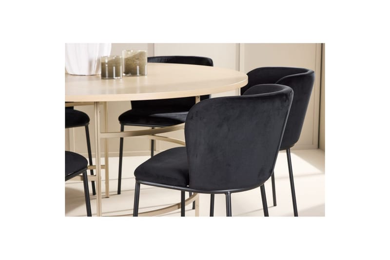 Matgrupp Copenhagen Runt 140 cm Vit/Beige med 6st Edina Stolar - Möbler - Matplats - Matgrupp & matbord med stolar