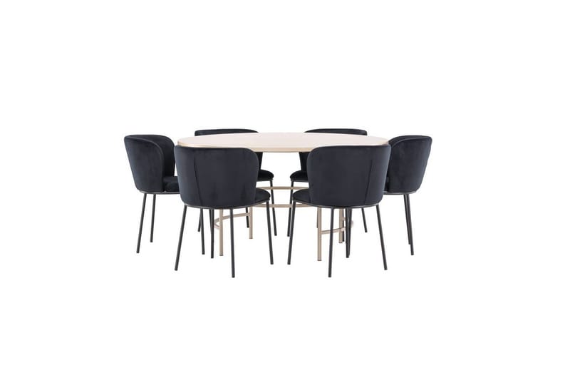 Matgrupp Copenhagen Runt 140 cm Vit/Beige med 6st Edina Stolar - Möbler - Matplats - Matgrupp & matbord med stolar