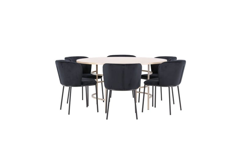 Matgrupp Copenhagen Runt 140 cm Vit/Beige med 6st Edina Stolar - Möbler - Matplats - Matgrupp & matbord med stolar