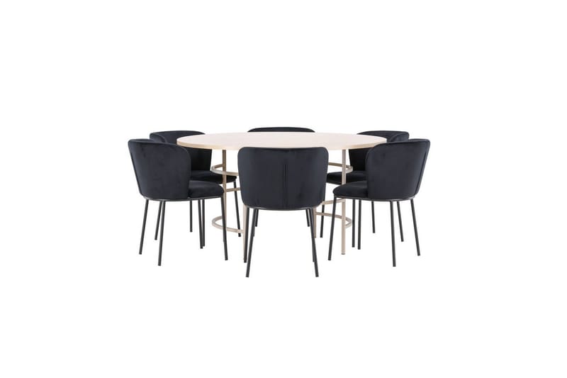 Matgrupp Copenhagen Runt 140 cm Vit/Beige med 6st Edina Stolar - Möbler - Matplats - Matgrupp & matbord med stolar