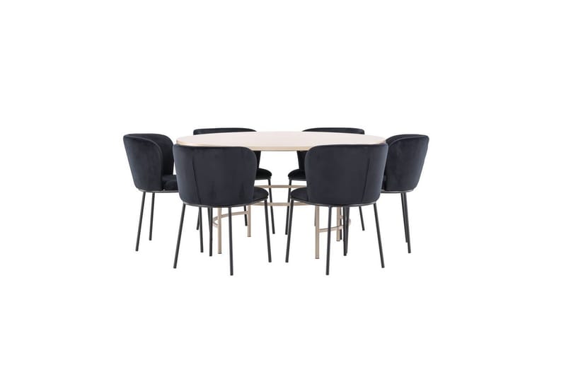Matgrupp Copenhagen Runt 140 cm Vit/Beige med 6st Edina Stolar - Möbler - Matplats - Matgrupp & matbord med stolar