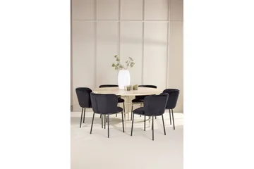 Matgrupp Copenhagen Runt 140 cm Vit/Beige med 6st Edina Stolar - Möbler - Matplats - Matgrupp & matbord med stolar