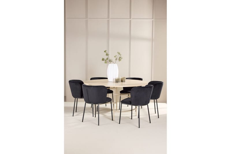 Matgrupp Copenhagen Runt 140 cm Vit/Beige med 6st Edina Stolar - Möbler - Matplats - Matgrupp & matbord med stolar