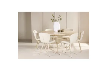 Matgrupp Copenhagen Runt 140 cm Vit/Beige med 6st Lilja Stolar - Möbler - Matplats - Matgrupp & matbord med stolar