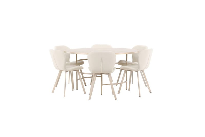 Matgrupp Copenhagen Runt 140 cm Vit/Beige med 6st Lilja Stolar - Möbler - Matplats - Matgrupp & matbord med stolar