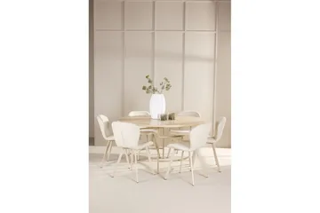 Matgrupp Copenhagen Runt 140 cm Vit/Beige med 6st Lilja Stolar - Möbler - Matplats - Matgrupp & matbord med stolar