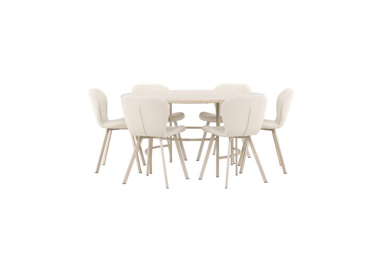 Matgrupp Copenhagen Runt 140 cm Vit/Beige med 6st Lilja Stolar - Möbler - Matplats - Matgrupp & matbord med stolar