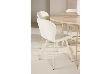 Matgrupp Copenhagen Runt 140 cm Vit/Beige med 6st Lilja Stolar - Möbler - Matplats - Matgrupp & matbord med stolar