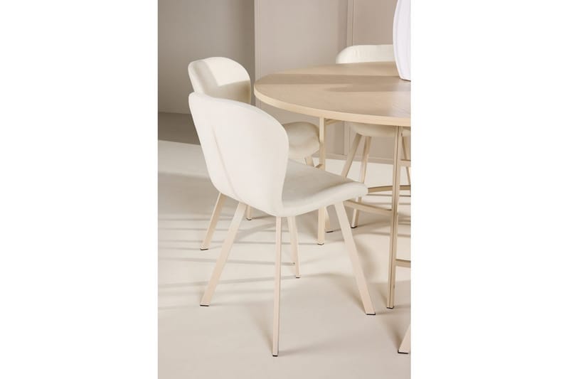 Matgrupp Copenhagen Runt 140 cm Vit/Beige med 6st Lilja Stolar - Möbler - Matplats - Matgrupp & matbord med stolar