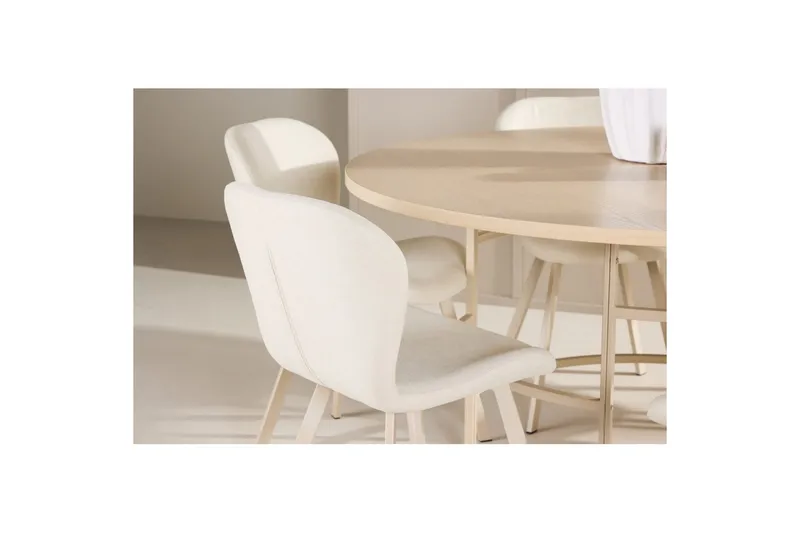 Matgrupp Copenhagen Runt 140 cm Vit/Beige med 6st Lilja Stolar - Möbler - Matplats - Matgrupp & matbord med stolar