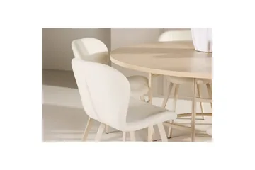 Matgrupp Copenhagen Runt 140 cm Vit/Beige med 6st Lilja Stolar - Möbler - Matplats - Matgrupp & matbord med stolar