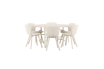 Matgrupp Copenhagen Runt 140 cm Vit/Beige med 6st Lilja Stolar - Möbler - Matplats - Matgrupp & matbord med stolar