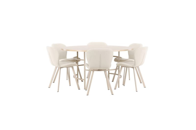 Matgrupp Copenhagen Runt 140 cm Vit/Beige med 6st Lilja Stolar - Möbler - Matplats - Matgrupp & matbord med stolar