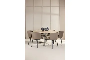 Matgrupp Copenhagen Runt 140 cm Vit/Svart med 6st Edina Stolar Svart / Brun - Svart / Brun - Möbler - Matplats - Matgrupp & matbord med stolar