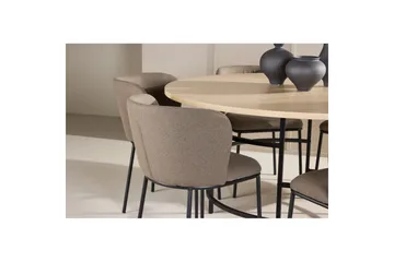 Matgrupp Copenhagen Runt 140 cm Vit/Svart med 6st Edina Stolar Svart / Brun - Svart / Brun - Möbler - Matplats - Matgrupp & matbord med stolar