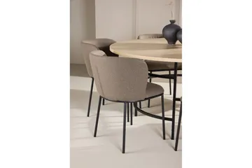 Matgrupp Copenhagen Runt 140 cm Vit/Svart med 6st Edina Stolar Svart / Brun - Svart / Brun - Möbler - Matplats - Matgrupp & matbord med stolar