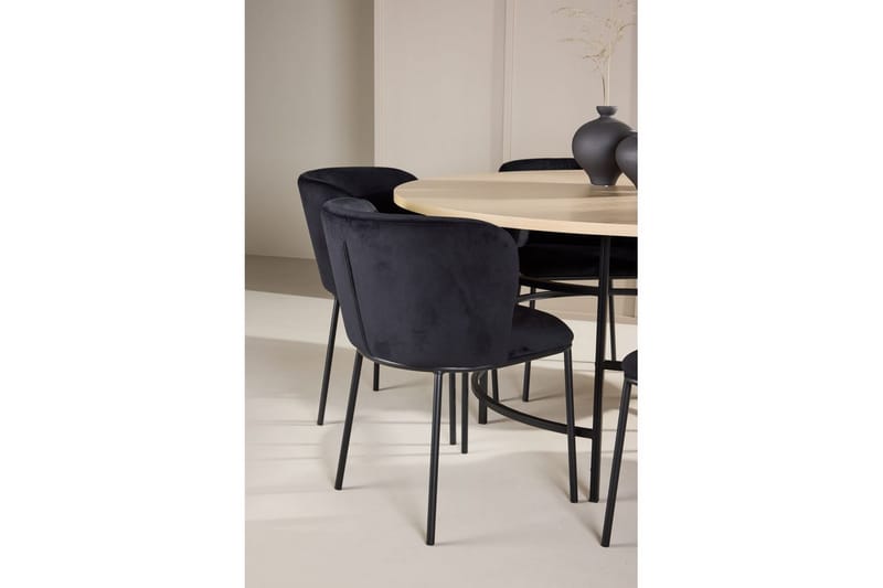 Matgrupp Copenhagen Runt 140 cm Vit/Svart med 6st Edina Stolar Svart - Svart - Möbler - Matplats - Matgrupp & matbord med stolar
