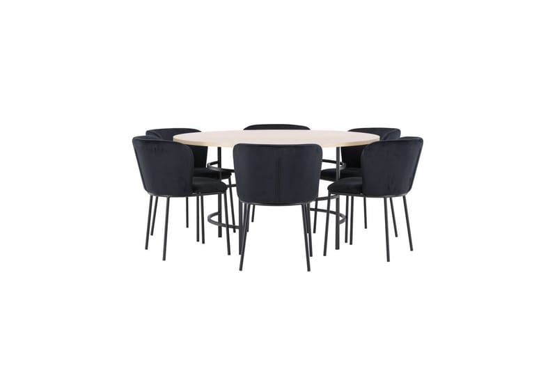 Matgrupp Copenhagen Runt 140 cm Vit/Svart med 6st Edina Stolar Svart - Svart - Möbler - Matplats - Matgrupp & matbord med stolar