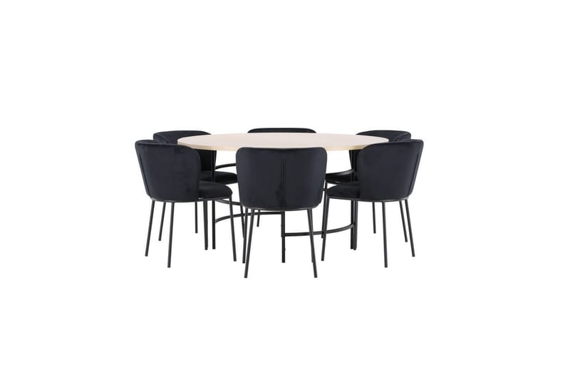 Matgrupp Copenhagen Runt 140 cm Vit/Svart med 6st Edina Stolar Svart - Svart - Möbler - Matplats - Matgrupp & matbord med stolar