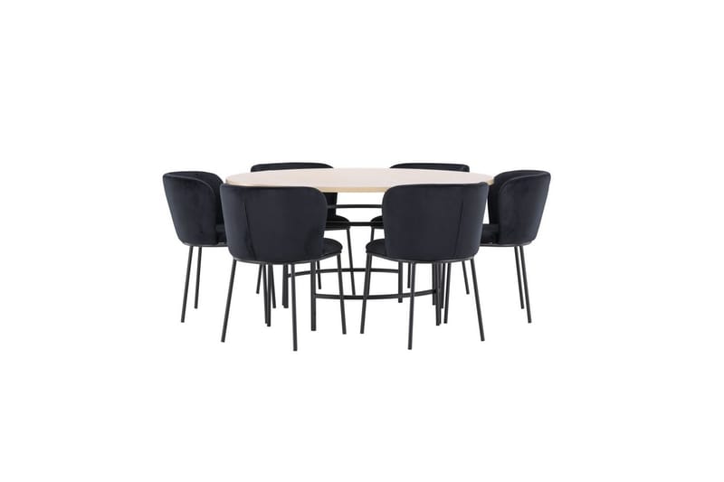 Matgrupp Copenhagen Runt 140 cm Vit/Svart med 6st Edina Stolar Svart - Svart - Möbler - Matplats - Matgrupp & matbord med stolar