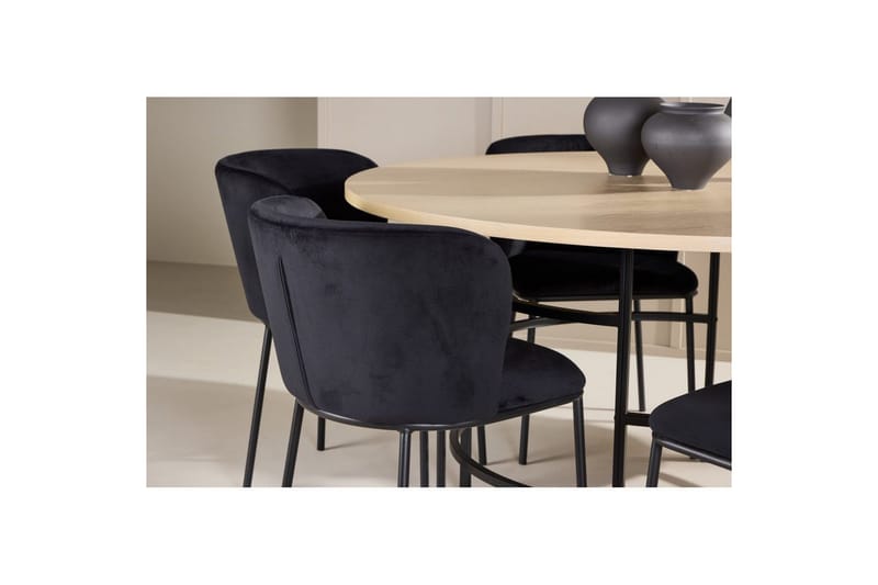 Matgrupp Copenhagen Runt 140 cm Vit/Svart med 6st Edina Stolar Svart - Svart - Möbler - Matplats - Matgrupp & matbord med stolar