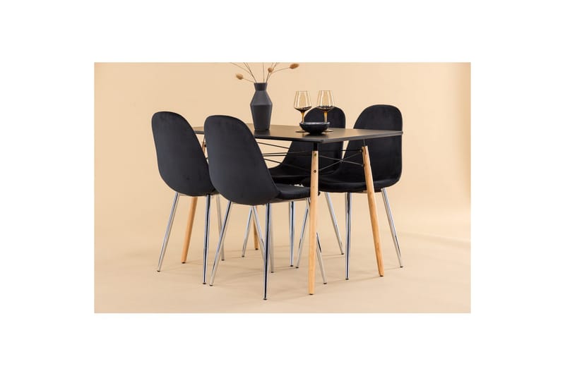 Matgrupp Danburi, Polar - Svart, Chrome - Möbler - Matplats - Matgrupp & matbord med stolar