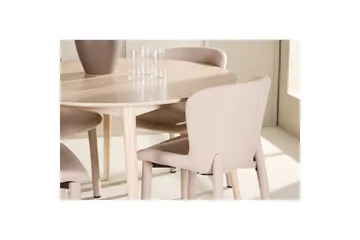 Matgrupp Flora Runt 120 cm Vit med 4st Astoria Stolar Beige - Beige - Möbler - Matplats - Matgrupp & matbord med stolar