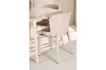 Matgrupp Flora Runt 120 cm Vit med 4st Astoria Stolar Beige - Beige - Möbler - Matplats - Matgrupp & matbord med stolar