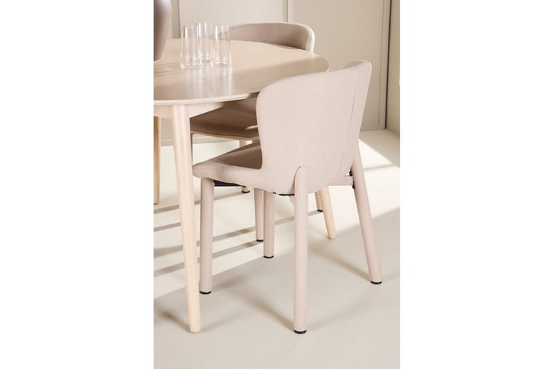 Matgrupp Flora Runt 120 cm Vit med 4st Astoria Stolar Beige - Beige - Möbler - Matplats - Matgrupp & matbord med stolar