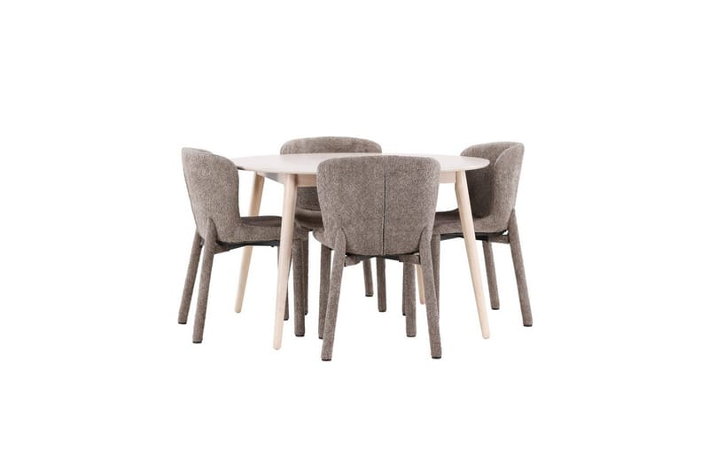 Matgrupp Flora Runt 120 cm Vit med 4st Astoria Stolar Brun - Brun - Möbler - Matplats - Matgrupp & matbord med stolar