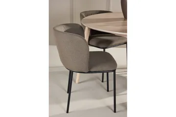Matgrupp Flora Runt 120 cm Vit med 4st Edina Stolar Svart / Brun - Svart / Brun - Möbler - Matplats - Matgrupp & matbord med stolar