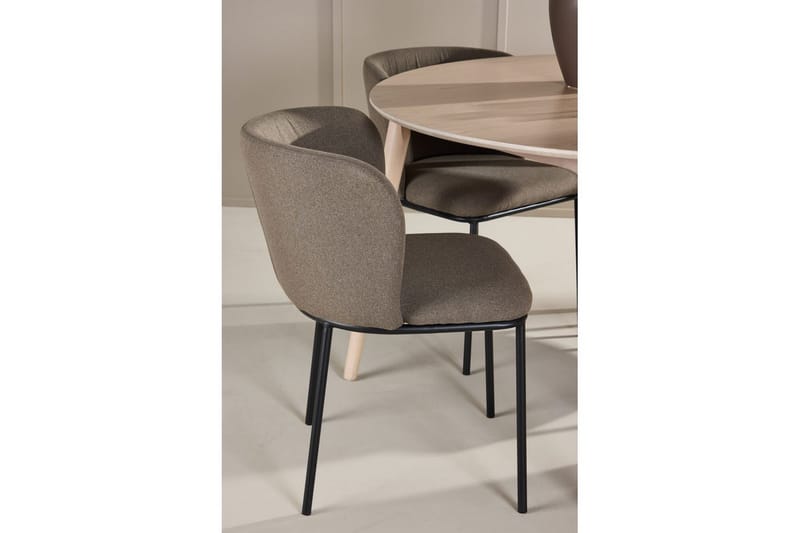 Matgrupp Flora Runt 120 cm Vit med 4st Edina Stolar Svart / Brun - Svart / Brun - Möbler - Matplats - Matgrupp & matbord med stolar