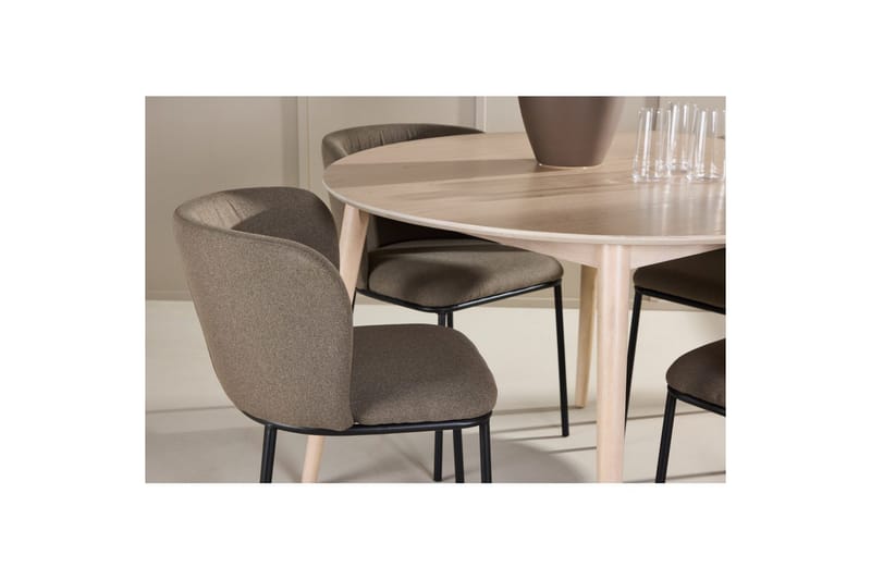 Matgrupp Flora Runt 120 cm Vit med 4st Edina Stolar Svart / Brun - Svart / Brun - Möbler - Matplats - Matgrupp & matbord med stolar